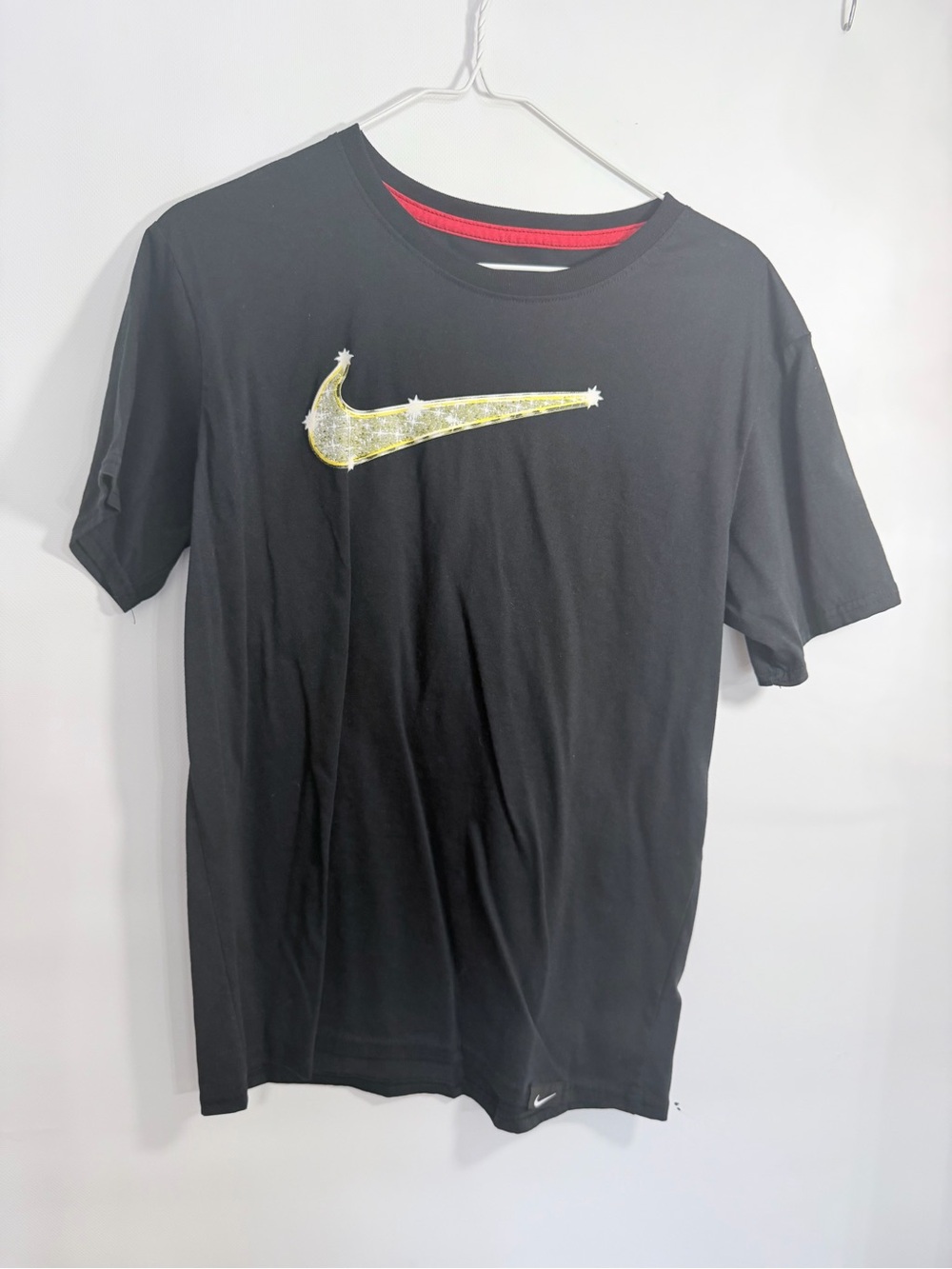 Nike Men’s Black Short Sleeve Tee with Yellow-Outlined Swoosh